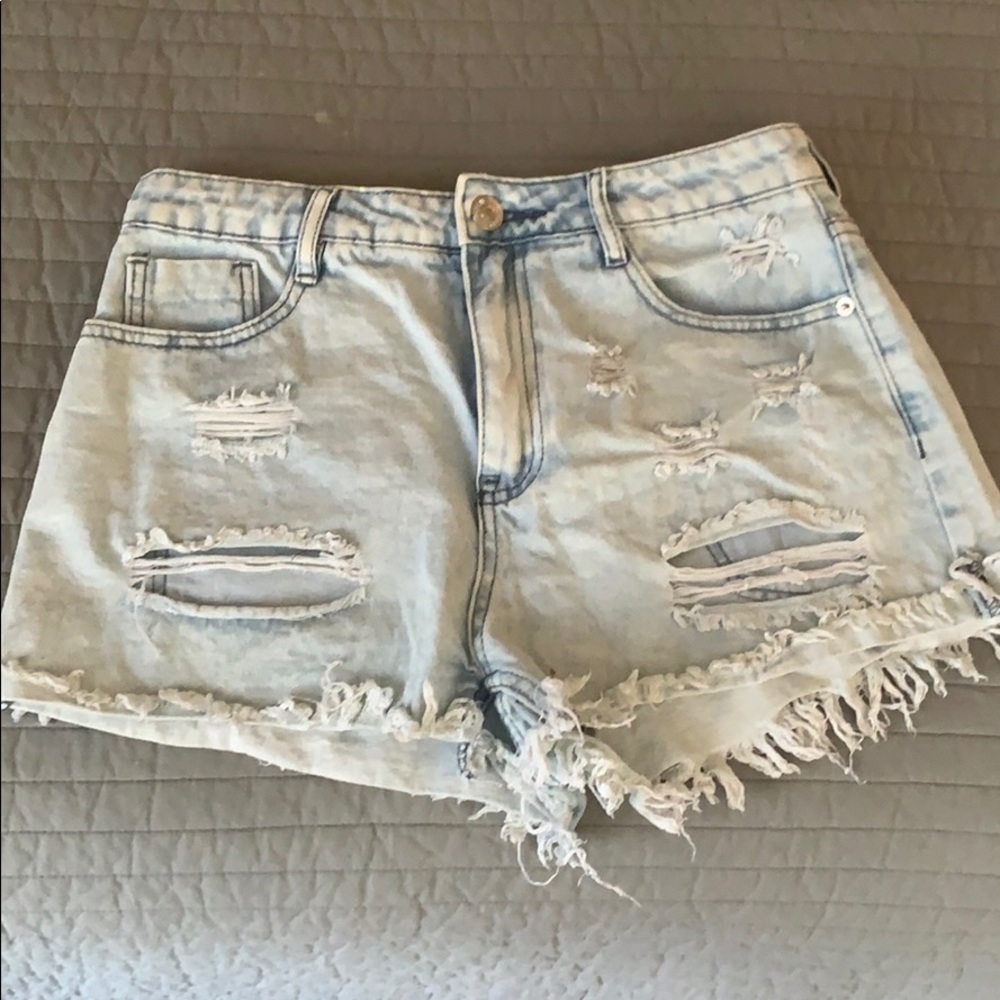 High waisted denim shorts